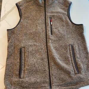 Orvis Denali Vest Medium Heather Brown Full Zip Fleece Fishing Outdoor Pockets
